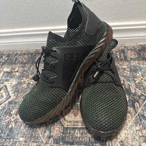 New THE INVINCIBLE SHOE 'DEFENDER' Green STEEL-TOE SHOES US Men's 48 Or 13 - Picture 1 of 7